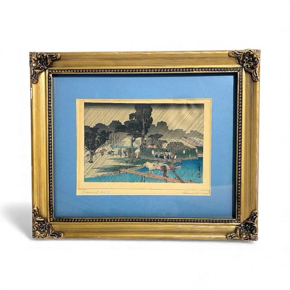 Shima Art Company Vintage Japanese Hiroshige 5x7 Woodblock Print 1930’s - Picture 4 of 7